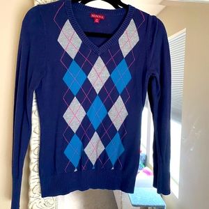 Merona Blue Argyle Sweater